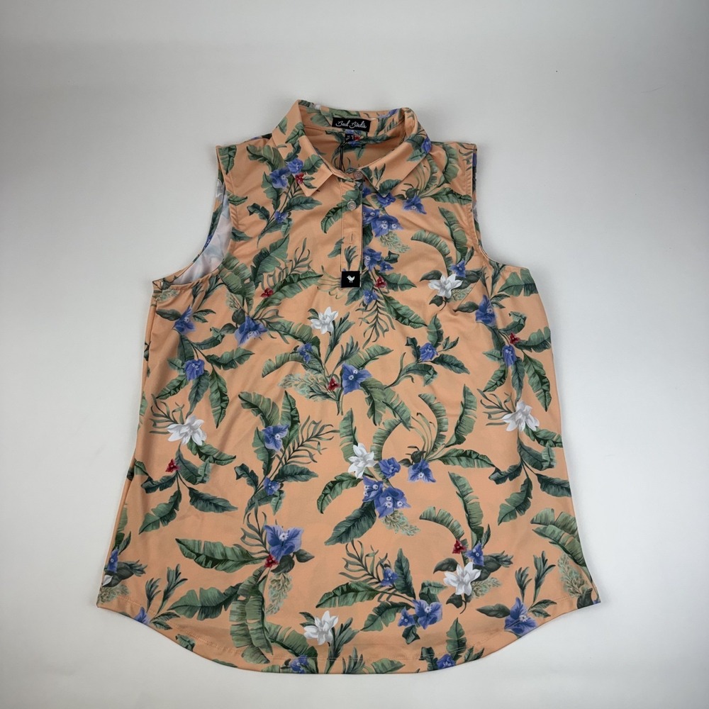 New Womens Bad Birdie Core Sleeveless Flora Fiesta Golf Polo Size XLarge NWT
